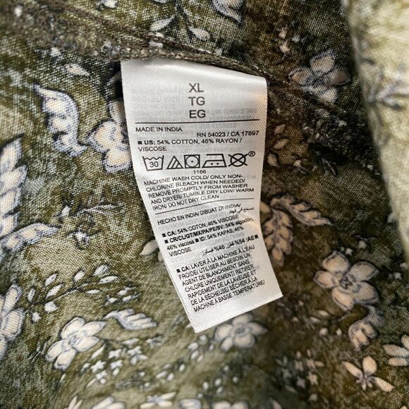 Old Navy Dress‎ Womens XL Green Floral V-Neck Boho Cottagecore Peasant Western - Picture 8 of 10